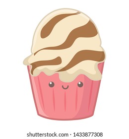 Cupcake dessert cartoon design vector illustration