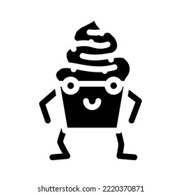 cupcake dessert character glyph icon vector. cupcake dessert character sign. isolated symbol illustration