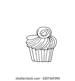 Cupcake dessert with creamy top. Vector illustration on white