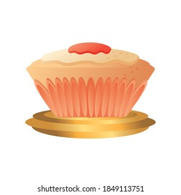 cupcake dessert and fruit cream snack vector illustration