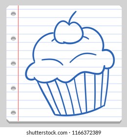 Cupcake Dessert Halloween Notebook School Doodle Icon Symbol Sketch Line Art