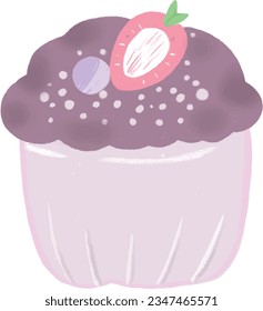 Cupcake dessert, Purple, vector illustration