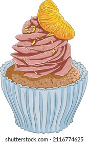 cupcake dessert sweet doodle icon sketch, on white background