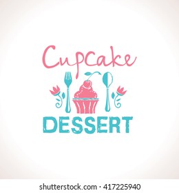Cupcake. Dessert vector logo template. Logo confectionery, coffee shop.