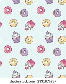 cupcake and donut seamless pattern