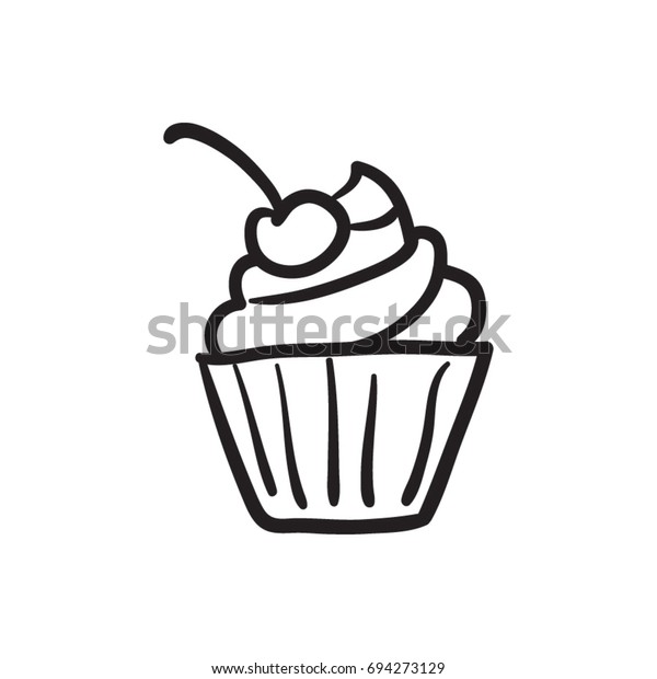 Dessin De Gribouillis De Cupcake Icone Image Vectorielle De Stock Libre De Droits