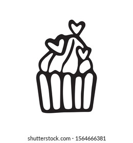 Cupcake doodle element. Valentines day element