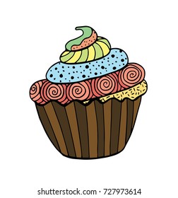 Cupcake doodle, hand drawing