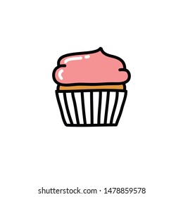 cupcake doodle icon, vector illustration
