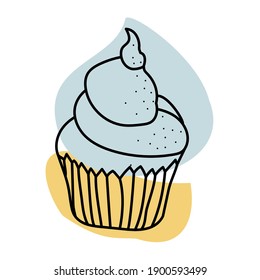 Icono de doodle de torta para ropa de web y cocina