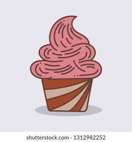 Cupcake in doodle style