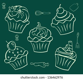 cupcake in doodle style