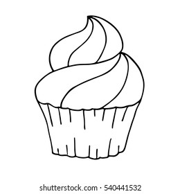 Cupcake in doodle style.