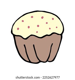 Cupcake in doodle style isolated on white background