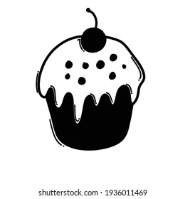 cupcake doodle vector icon. Drawing sketch illustration hand drawn line.