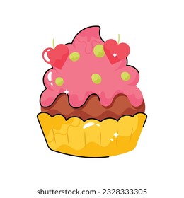 Esbozo vectorial del doodle del pastel Sticker. archivo EPS 10