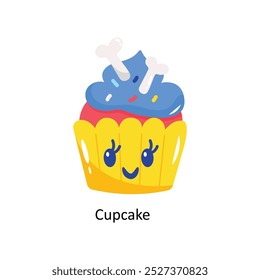 Cupcake Doodle Vektorkontur Aufkleber. EPS 10-Datei