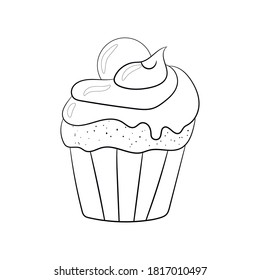 Cupcake drawing on white background, vector illustration