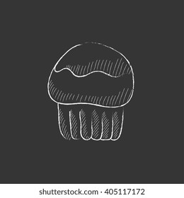 Cupcake. Drawn in chalk icon.