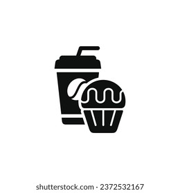 Cupcake and drink icon. Fast food icon isolated on white background