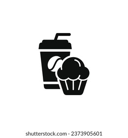 Cupcake and drink icon. Fast food icon isolated on white background