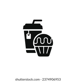 Cupcake and drink icon. Fast food icon isolated on white background