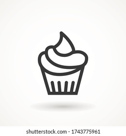 cupcake editable line stroke icon muffin vanilla cream illustration confectionery bakery pastry line icon sign logo on isolated background Sweet food symbol