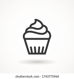 cupcake editable line stroke icon muffin vanilla cream illustration confectionery bakery pastry line icon sign logo on isolated background Sweet food symbol