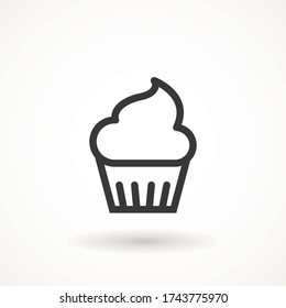 cupcake editable line stroke icon muffin vanilla cream illustration confectionery bakery pastry line icon sign logo on isolated background Sweet food symbol