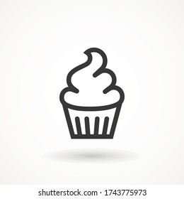 cupcake editable line stroke icon muffin vanilla cream illustration confectionery bakery pastry line icon sign logo on isolated background Sweet food symbol