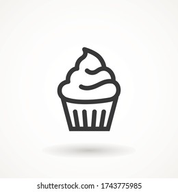 cupcake editable line stroke icon muffin vanilla cream illustration confectionery bakery pastry line icon sign logo on isolated background Sweet food symbol