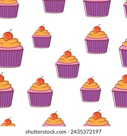 cupcake endless pattern background for decoration