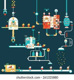 Cupcake Factory Infographics Charts, Symbols, Graphic Elements