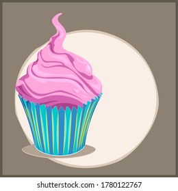 Cupcake. Fantasy themed cupcake. Vector icon 