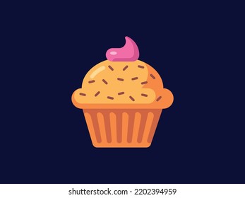 Cupcake Fast Food Vector Flat Icon Illustration