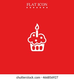 Cupcake with festive candle icon.