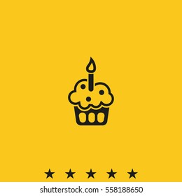 Cupcake with festive candle icon.