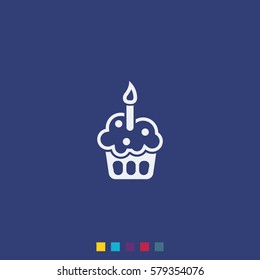 Cupcake with festive candle icon.