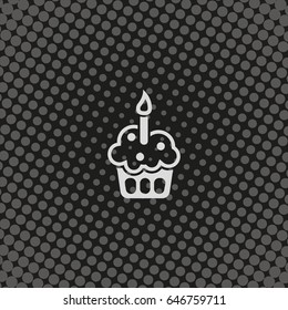 Cupcake with festive candle icon.