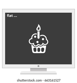 Cupcake with festive candle icon.