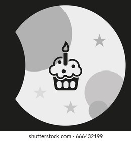 Cupcake with festive candle icon.