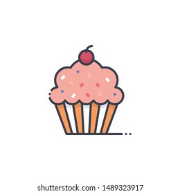 Cupcake Filled outline vector illustration. Food & Drinks style icon.