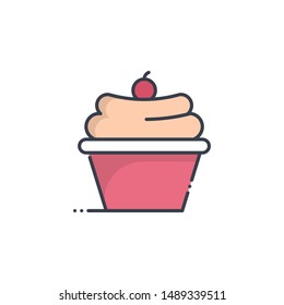 Cupcake Filled outline vector illustration. Food & Drinks style icon.