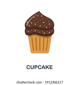 Cupcake flach Symbol. Farbiges, einfaches Element aus der Kaffeesammlung. Kreatives Cupcake-Symbol für Webdesign, Vorlagen, Infografiken und mehr