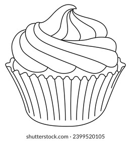 Cupcake flat icon. Delicious birthday cupcake and wedding muffin vector collection isolated on white background. line art. 