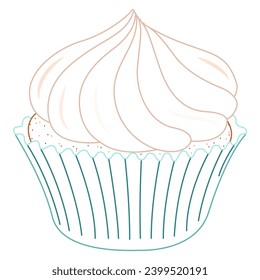 Cupcake flat icon. Delicious birthday cupcake and wedding muffin vector collection isolated on white background. line art. 