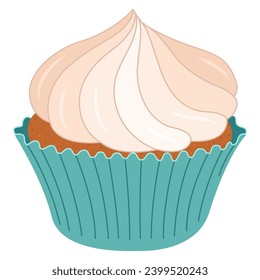 Cupcake flat icon. Delicious birthday cupcake and wedding muffin vector collection isolated on white background.