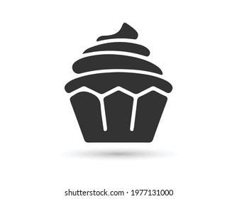 Cupcake flat icon isolated on white background vector illustration. EPS 10
