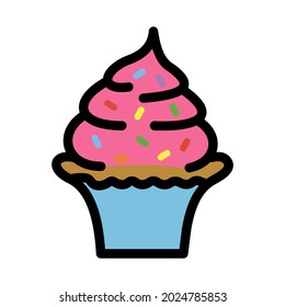 Cupcake flat icon isolated vector illustration on white background