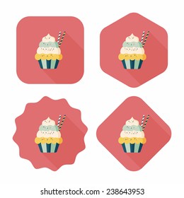 cupcake flat icon with long shadow, eps10